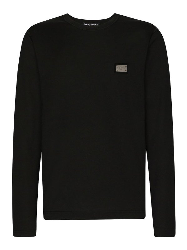 DOLCE & GABBANA: t-shirts - Logo-Tag Long-Sleeve T-Shirt