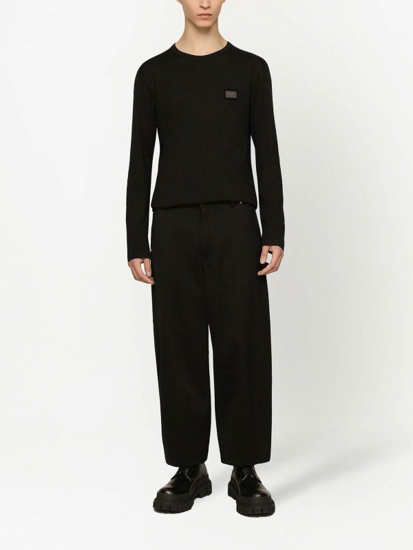 DOLCE & GABBANA: t-shirts online - Logo-Tag Long-Sleeve T-Shirt