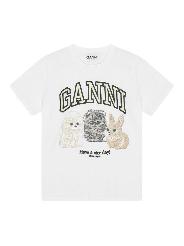 GANNI: t-shirts - Animal Print T-Shirt