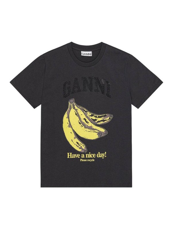 GANNI: t-shirt - T-shirt grafico a banana