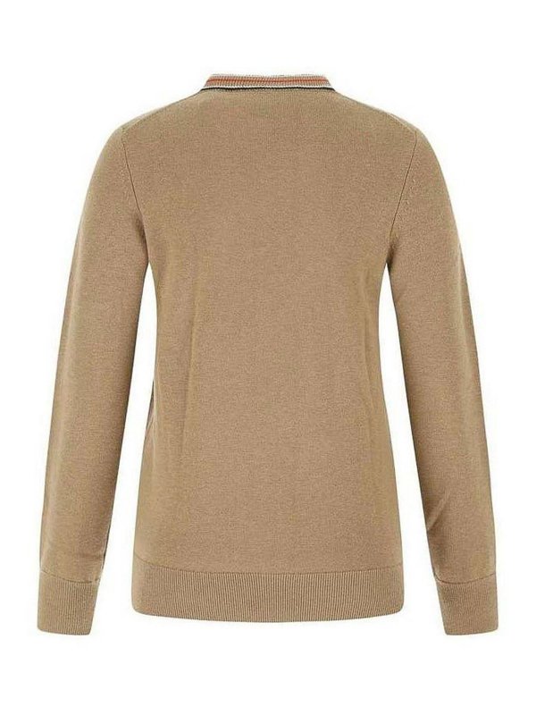 BURBERRY: Pull col rond online - Pull Col Rond - Camel