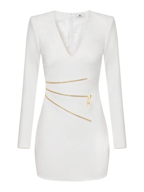 ELISABETTA FRANCHI: Knielange Kleider - Knielanges Kleid - Weiß