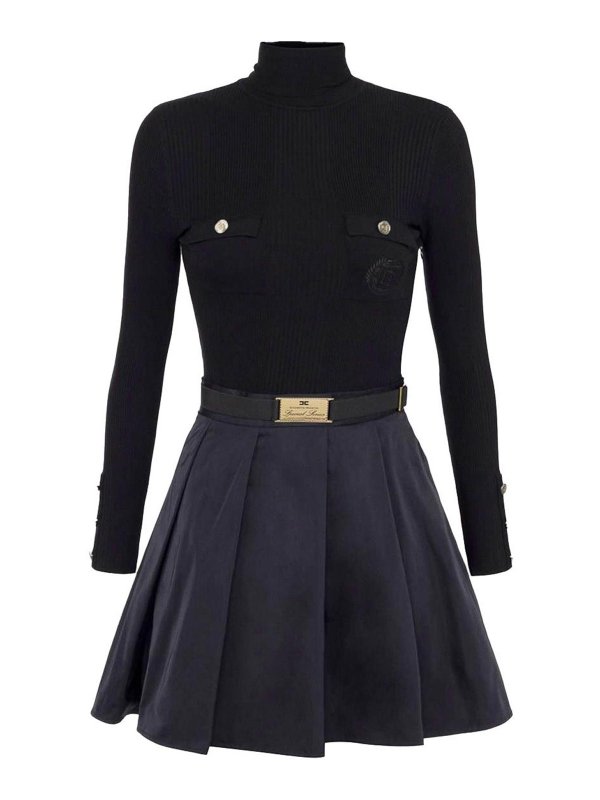 ELISABETTA FRANCHI: ニーレングスドレス - 膝丈ドレス - 黒