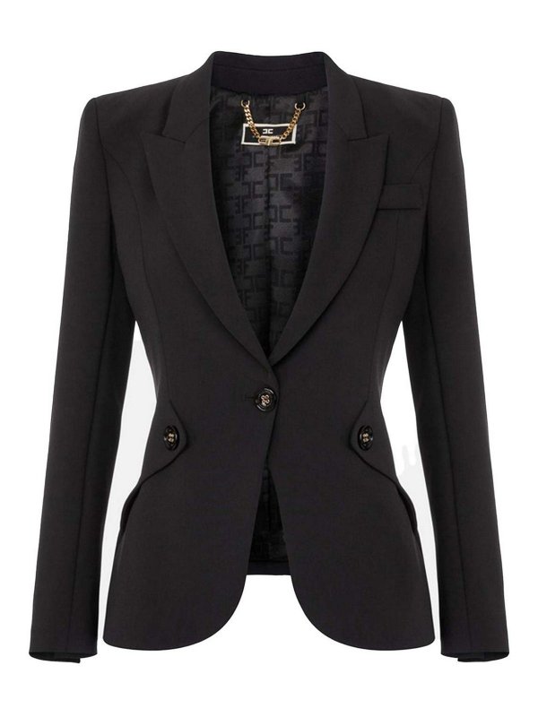 ELISABETTA FRANCHI: カジュアルジャケット - カジュアルジャケット - 黒