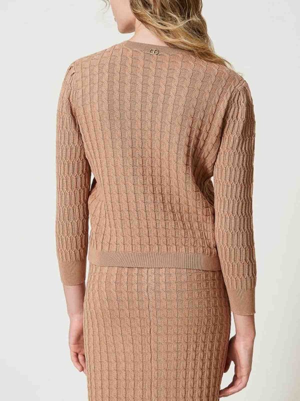 The Best Shops TWINSET: Strickpullover mit Rundhalsausschnitt - Rundhalspullover - Braun