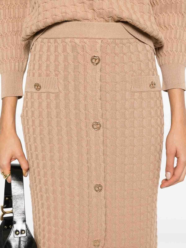 The Best Shops TWINSET: Faldas media pierna y semilargas - Falda Semilarga - Marrón