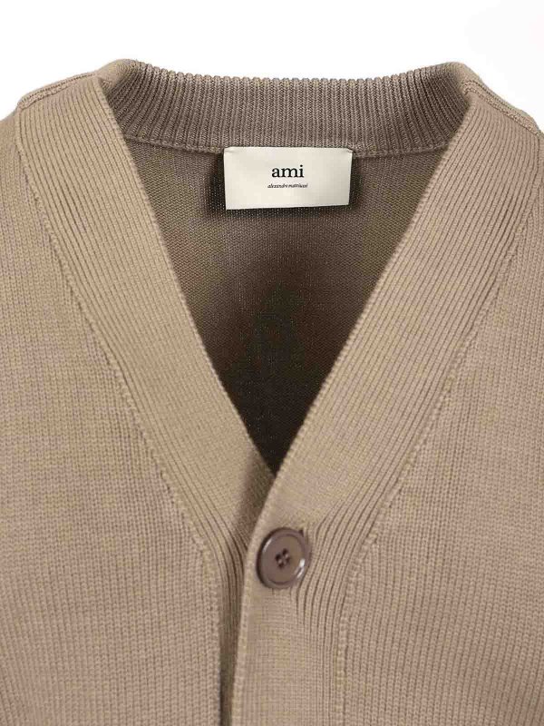 Ribbed Cardigan shop online: AMI PARIS
