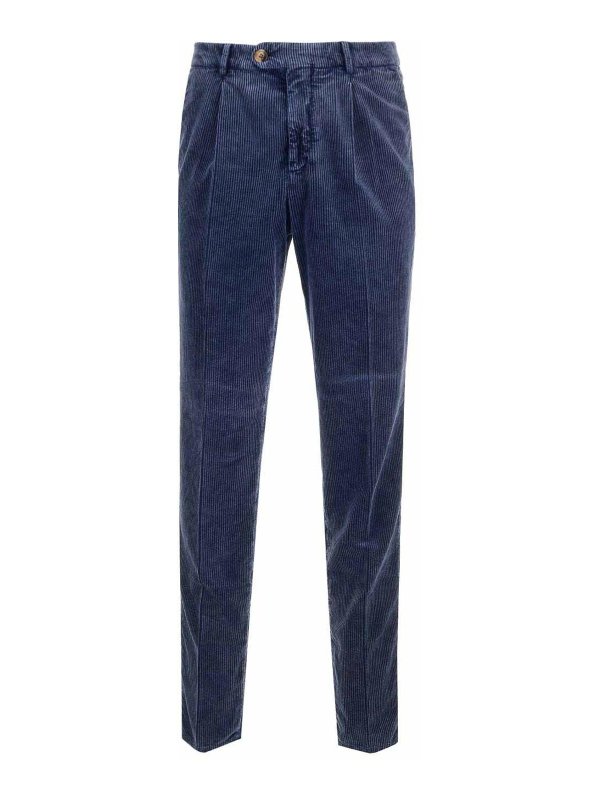 BRUNELLO CUCINELLI: casual trousers - Blue Corduroy Trousers