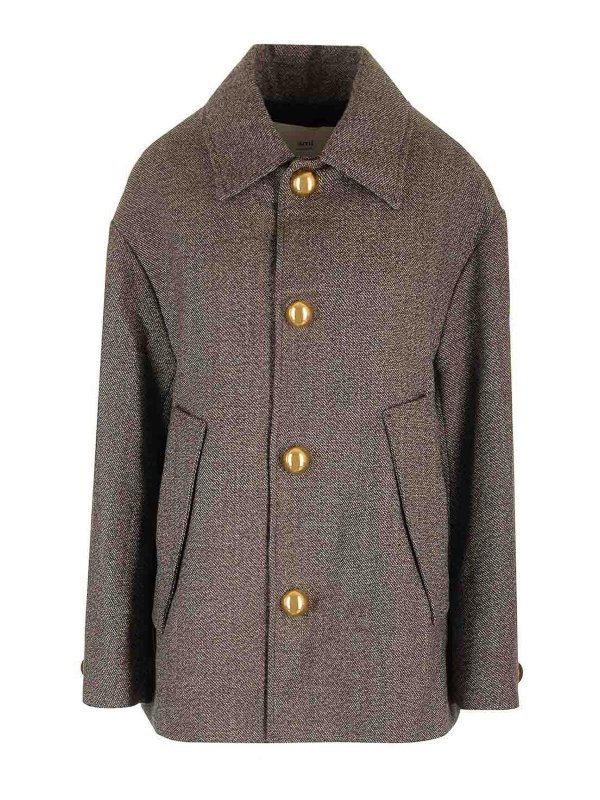 AMI PARIS: cappotti corti - Lana e cotone caban