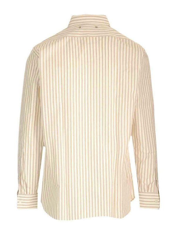 GOLDEN GOOSE: shirts online - White/Beige Striped Shirt
