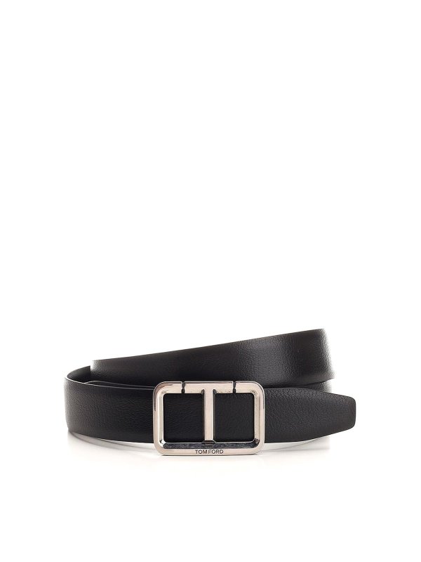 TOM FORD: belts - Shiny Leaher Bel Wih Silver Buckle