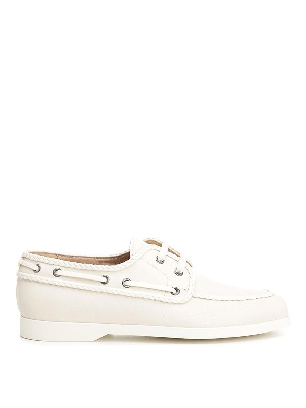 スニーカー Valentino Garavani Ivory White Leather Boat Loafer Valentino Garavani Ivory White Leather Boat Loafer