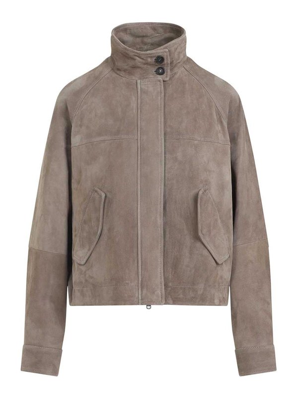 BRUNELLO CUCINELLI: Vestes en cuir - Blouson En Cuir - Marron