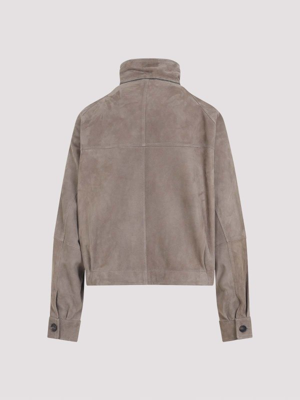 BRUNELLO CUCINELLI: Vestes en cuir online - Blouson En Cuir - Marron