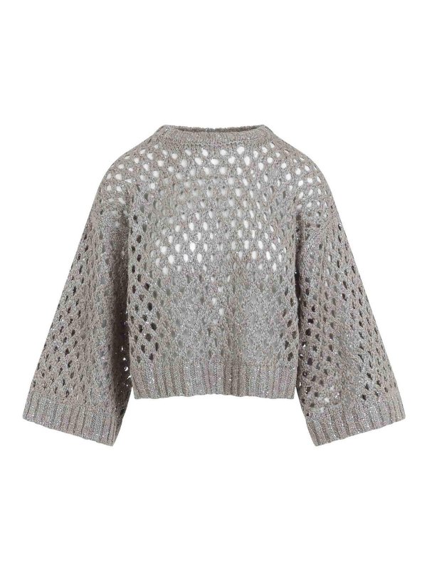 BRUNELLO CUCINELLI: Strickpullover mit Rundhalsausschnitt - Rundhalspullover - Braun