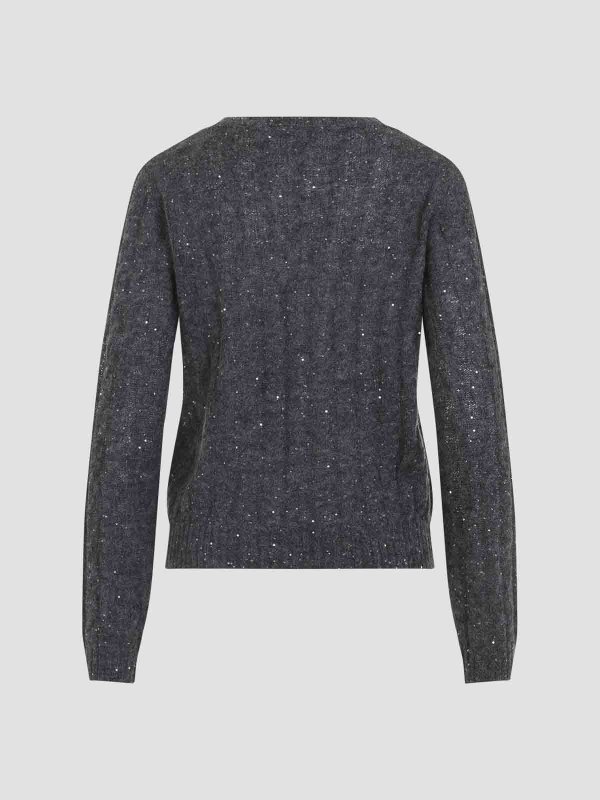 BRUNELLO CUCINELLI: Suéteres con cuello pico online - Suéter Con Cuello De Pico - Gris