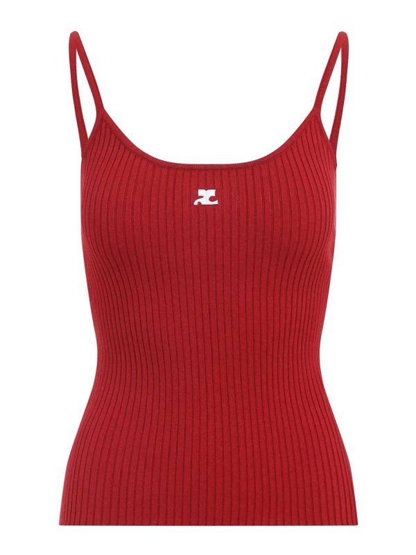 Courreges: Tops & Tank tops - Rib Knit Tank Top