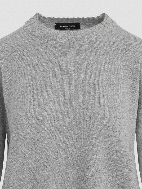 The Best Shops FABIANA FILIPPI: Strickpullover mit Rundhalsausschnitt - Rundhalspullover - Taupe