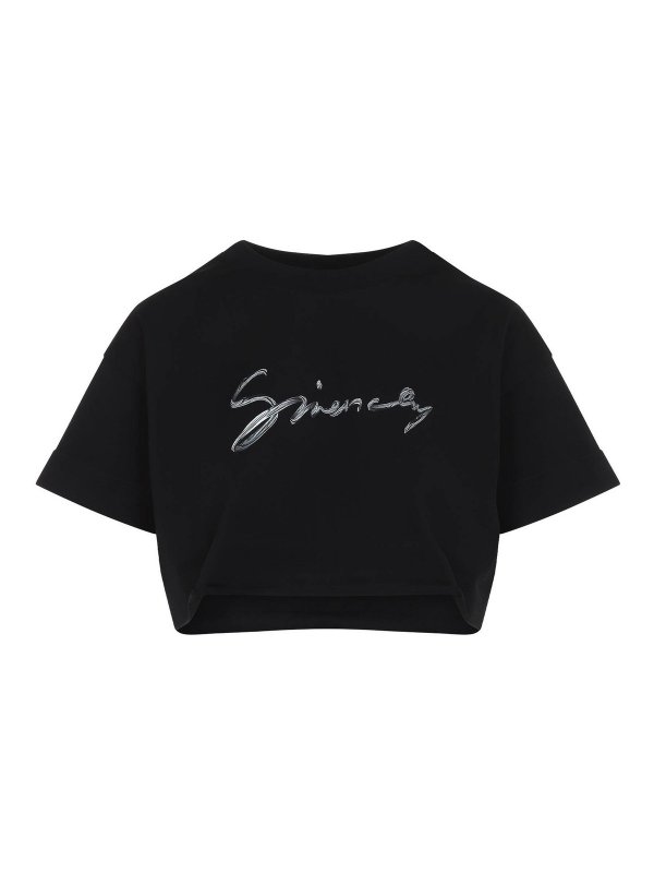 Tシャツ・カットソー GIVENCHY FW25 Givenchy Cropped Tee (BW70C5P729 001) Givenchy Cropped Tee - Black - Women | BW70C5P729001 | thebs.com