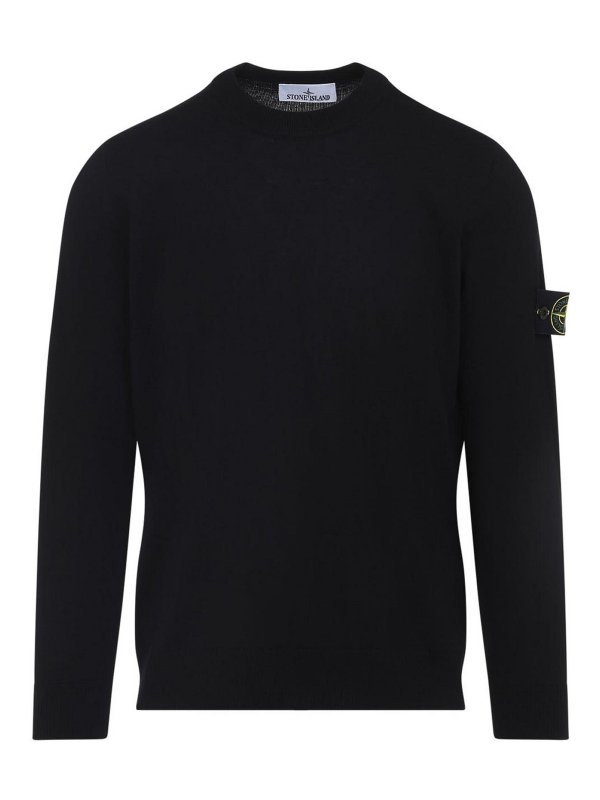 STONE ISLAND: Strickpullover mit Rundhalsausschnitt - Rundhalspullover - Schwarz