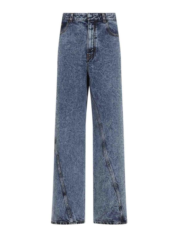 Alaïa: Jeans évasés - Jean Bootcut - Beige Clair