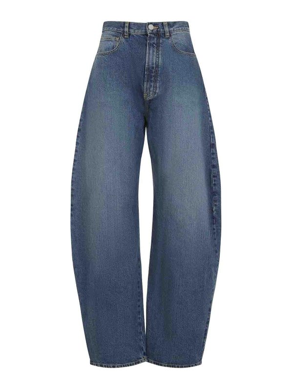 Alaïa: Jeans évasés - Jean Bootcut - Beige Clair