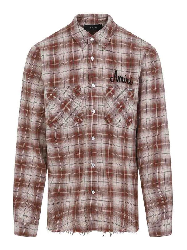 Tシャツ・カットソー AMIRI AMIRI SHOTGUN FLANNEL SHIRT (AMSTFL1009 CHOCOLATE) Amiri Shotgun Flannel Shirt in Chocolate | FWRD