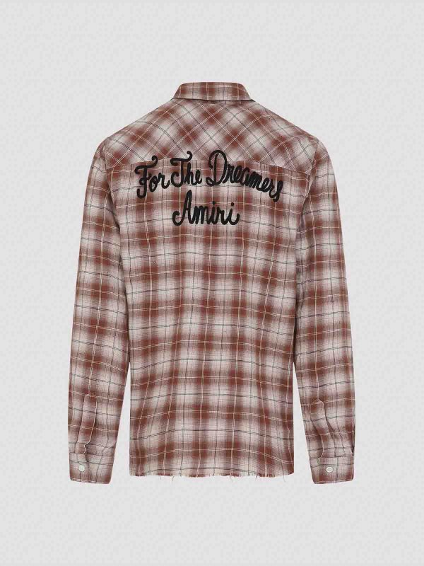 Amiri Shotgun Flannel Shirt - Brown - Men | AMSTFL1009CHOCOLATE