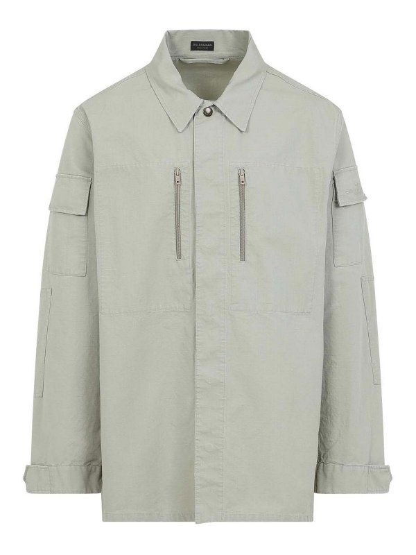 BALENCIAGA: shirts - Long Sleeves Military Shirt