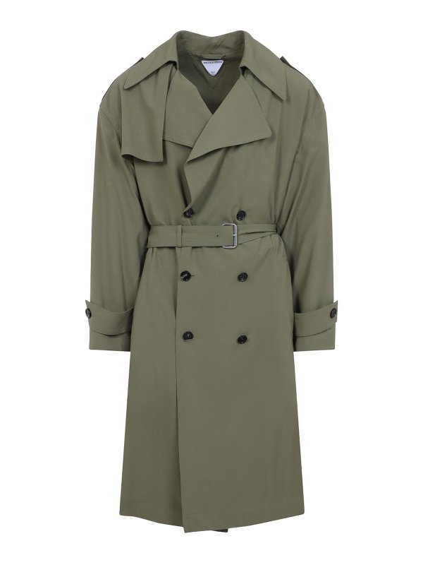 BOTTEGA VENETA: トレンチコート - トレンチコート - 緑
