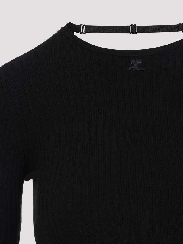 The Best Shops Courreges: crew necks - Lingerie Strap Rib Knit Pullover