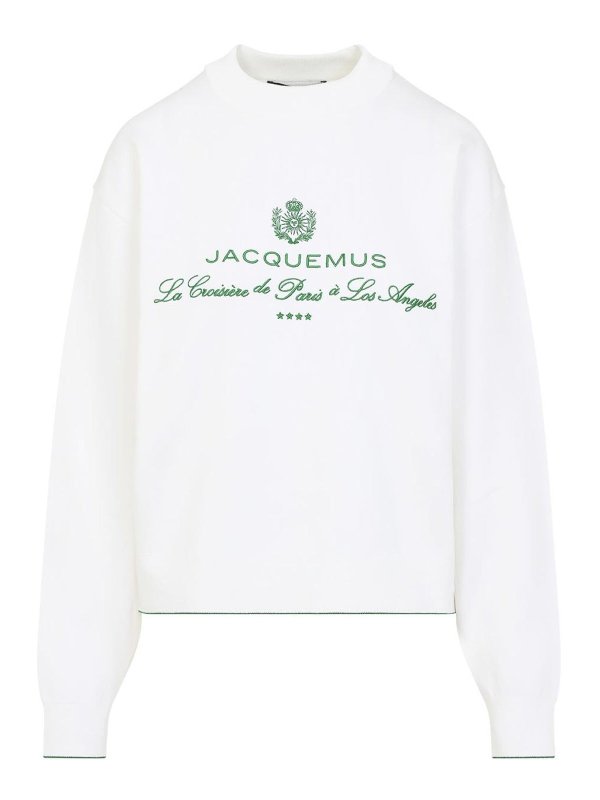 JACQUEMUS: Strickpullover mit Rundhalsausschnitt - Rundhalspullover - Weiß