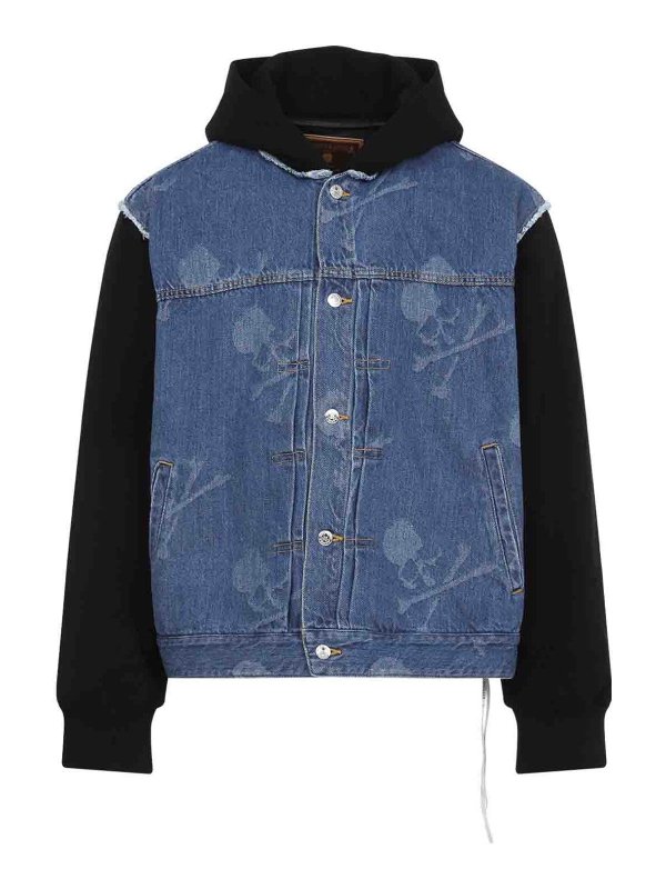 MASTERMIND WORLD: casual jackets - Hooded Monogram Denim Jacket