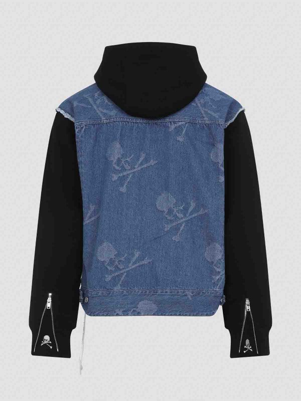 MASTERMIND WORLD: casual jackets online - Hooded Monogram Denim Jacket