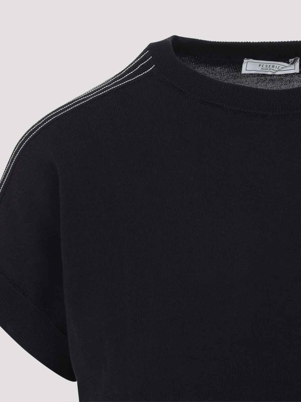 The Best Shops PESERICO: Strickpullover mit Rundhalsausschnitt - Rundhalspullover - Blau