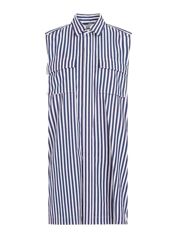 Sacai: ニーレングスドレス - 膝丈ドレス - ダークブルー