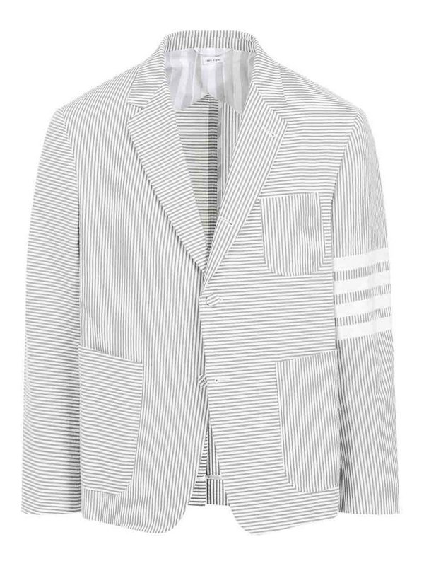 THOM BROWNE: casual jackets - Seersucker Jacket