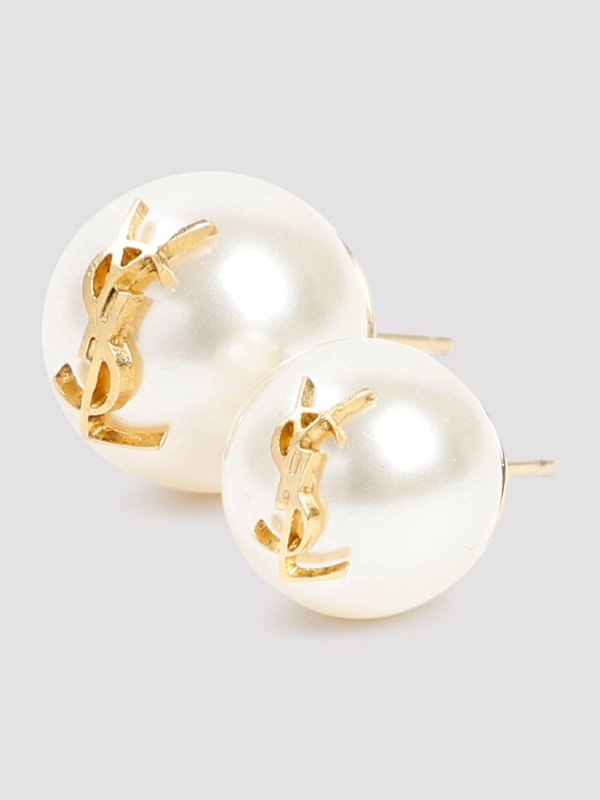 SAINT LAURENT: Earrings online - Pearl Earrings With Monogram
