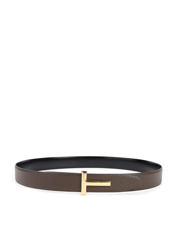 TOM FORD: belts - Grained Calf Leather Belt