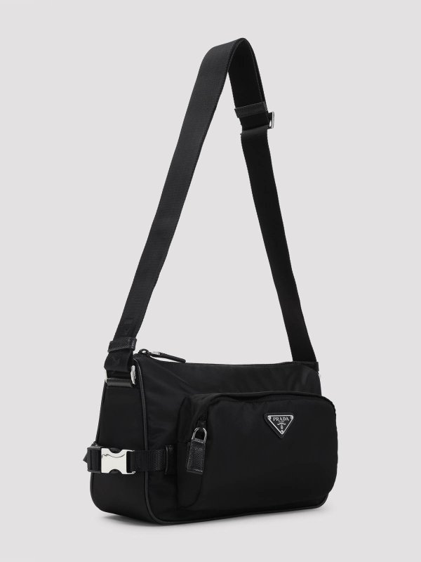 PRADA: cross body bags online - Re-Nylon And Leather Shoulder Bag