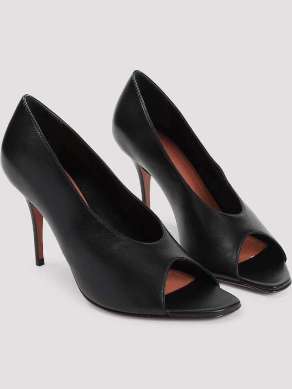 AMINA MUADDI: court shoes online - Julianne 90 Peep Toe Nappa Pumps