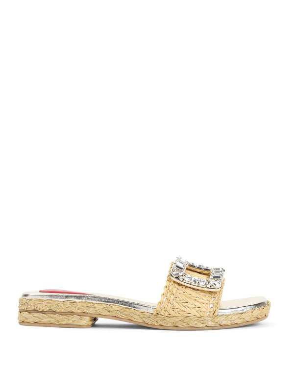 ROGER VIVIER: espadrilles - Strass Buckle Raffia 25 Espadrillas