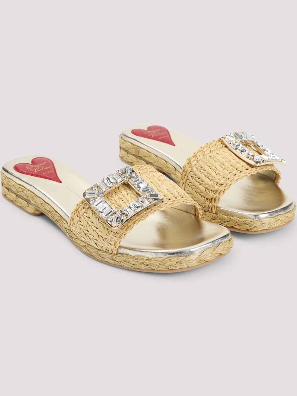 ROGER VIVIER: espadrilles online - Strass Buckle Raffia 25 Espadrillas