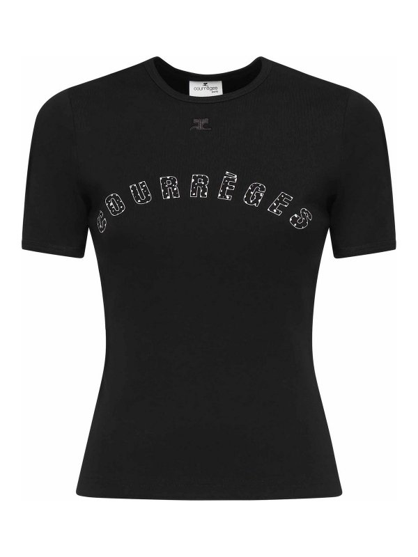 Courreges: T-shirts - T-Shirt - Noir