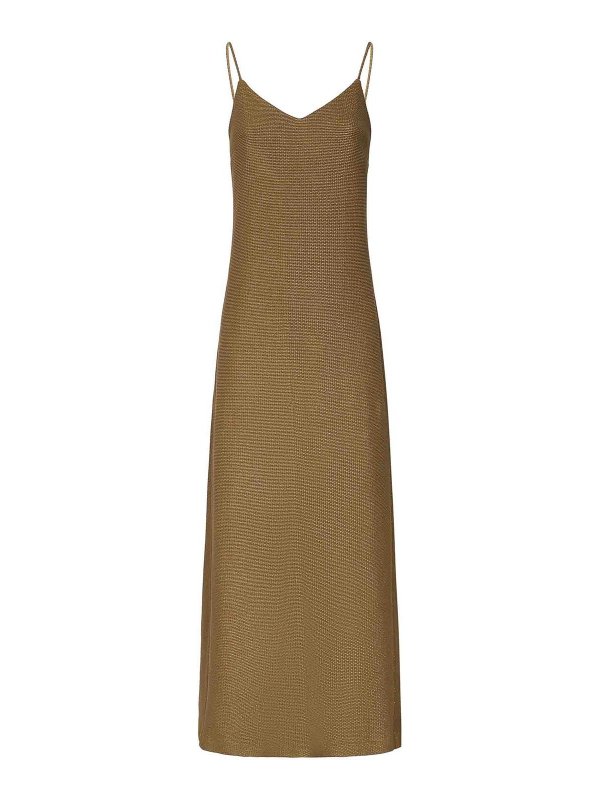 Max Mara: knee length dresses - Slip Dress In Jacquard Jersey
