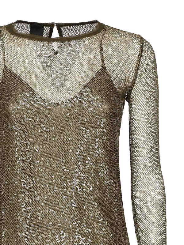 Pinko: knee length dresses online - Sequin Mesh Midi Dress