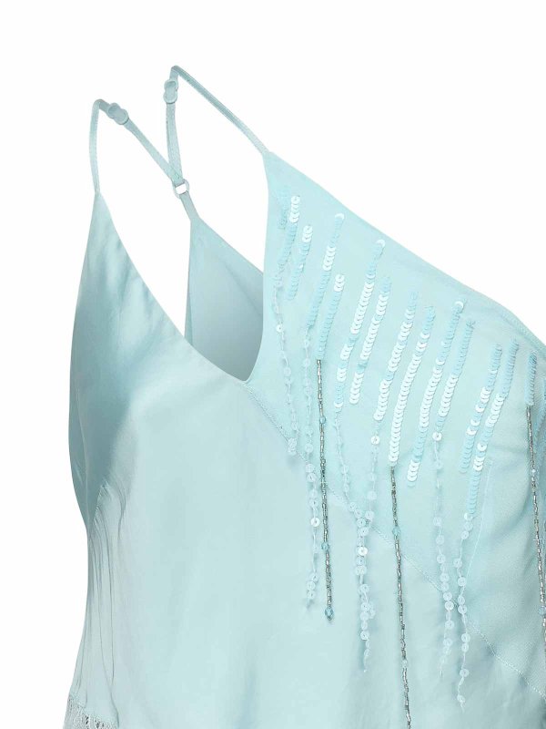 The Best Shops Pinko: Tops & Tank tops - One-Shoulder Satin Top With Lace And Sequins