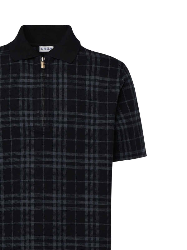 The Best Shops BURBERRY: polo shirts - Stretch Cotton Blend Polo Shirt Check