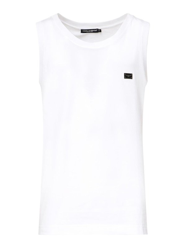 DOLCE & GABBANA: Tops & Tank tops - Oversized Tank Top With Logo Plaque