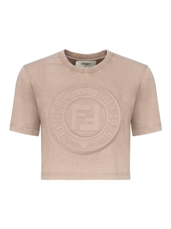 FENDI: t-shirts - Cropped T-Shirt With Logo